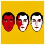 Three cartoon-style illustrated faces arranged side by side against a flat yellow background, each face rendered with bold black outlines, flat color fills in red and white, simplified features with no gradients or textures, strong even studio lighting creating no shadows, a clean graphic novel panel aesthetic with crisp edges and a bold modular layout. Swiss International Typographic Style poster aesthetic, modular grid composition with flat geometric color blocks and decoration-free surfaces. Palette built on #FFFFFF, #0F0F0F, #E63946, and #FFD700, with no gradients. Even diffused studio lighting, crisp edges, minimal shadow falloff. Style: Swiss grid poster. Mood: precise and authoritative.