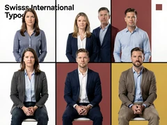 Six colleagues in business-casual attire seated and standing in two rows against a clean white studio backdrop, each person looking directly at the camera with a neutral confident expression, sharp focus on every face, even soft-box studio lighting eliminating harsh shadows, a professional corporate portrait session atmosphere with crisp edges and uniform exposure across all subjects. Swiss International Typographic Style poster aesthetic, modular grid composition with flat geometric color blocks and decoration-free surfaces. Palette built on #FFFFFF, #0F0F0F, #E63946, and #FFD700, with no gradients. Even diffused studio lighting, crisp edges, minimal shadow falloff. Style: Swiss grid poster. Mood: precise and authoritative.