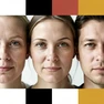 A close-up of three people's faces in a group portrait, each face seamlessly integrated with matching skin tone and natural lighting, soft diffused daylight falling evenly from the upper left, fine skin texture and natural hair detail visible on every subject, photorealistic and indistinguishable from an unedited photograph, clean and precise. Swiss International Typographic Style poster aesthetic, modular grid composition with flat geometric color blocks and decoration-free surfaces. Palette built on #FFFFFF, #0F0F0F, #E63946, and #FFD700, with no gradients. Even diffused studio lighting, crisp edges, minimal shadow falloff. Style: Swiss grid poster. Mood: precise and authoritative.
